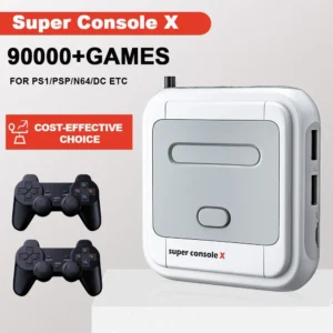 KINHANK Super Console X – Retro Game Box, 90,000+ Games, 50 Emulators, PS1/PSP/MAME/DC, Dual Controllers