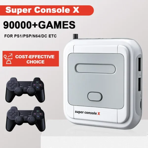 KINHANK Super Console X – Retro Game Box, 90,000+ Games, 50 Emulators, PS1/PSP/MAME/DC, Dual Controllers